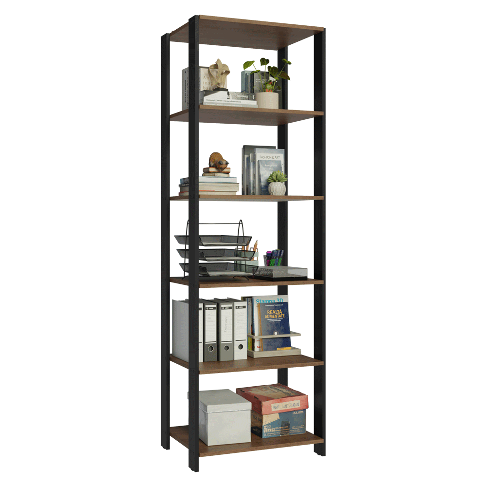 Armário Estante Multiuso para Oficina con 5 Niveles 59 cm Marrón/Negro