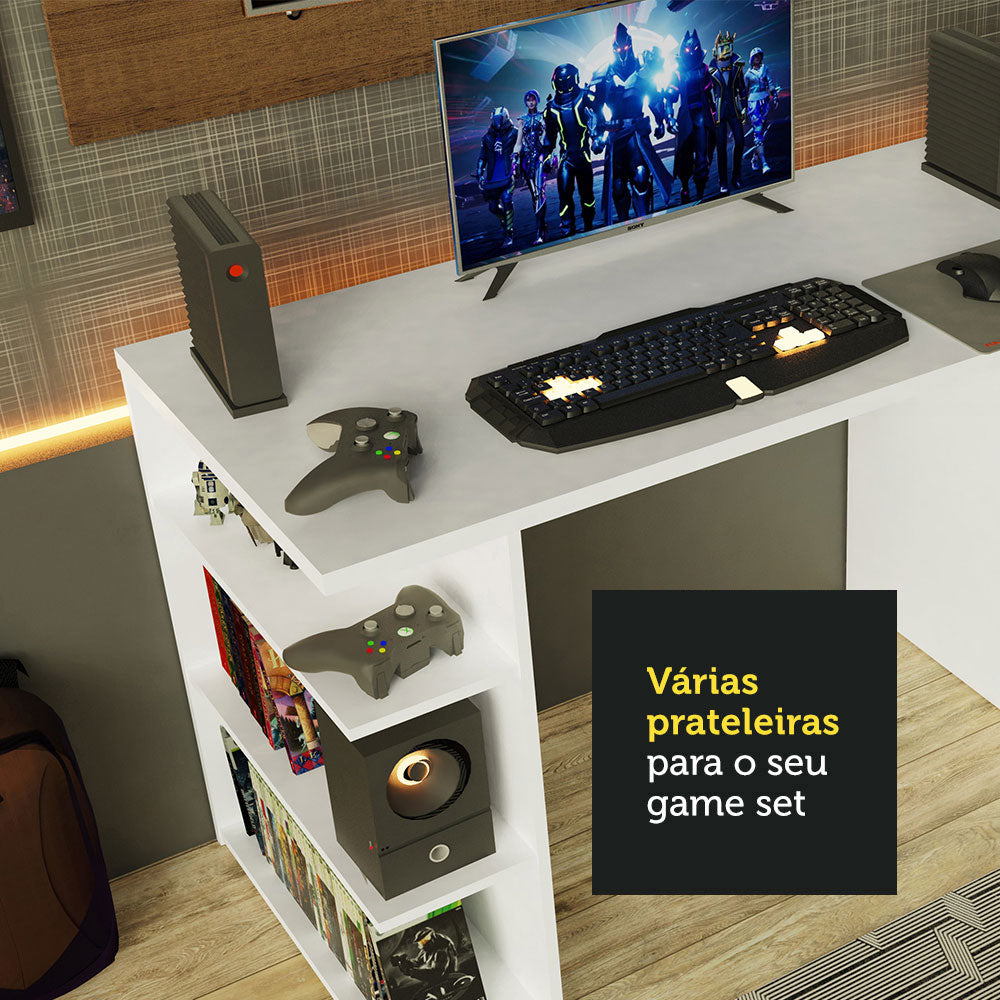 Escritorio Gamer Moderno + Panel para TV Hasta 50 Pulgadas