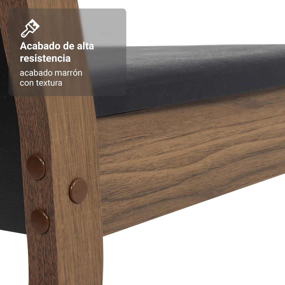 Juego de Comedor Briana con 4 Sillas Marrón/Negro