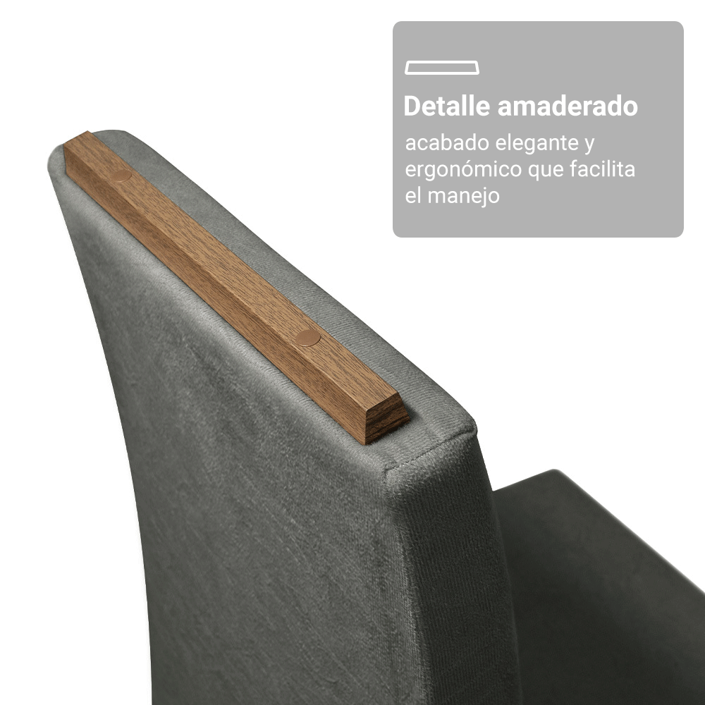 Juego de Comedor Porto con 4 Sillas - Tablero de Madera y Cristal Marrón/Plateado