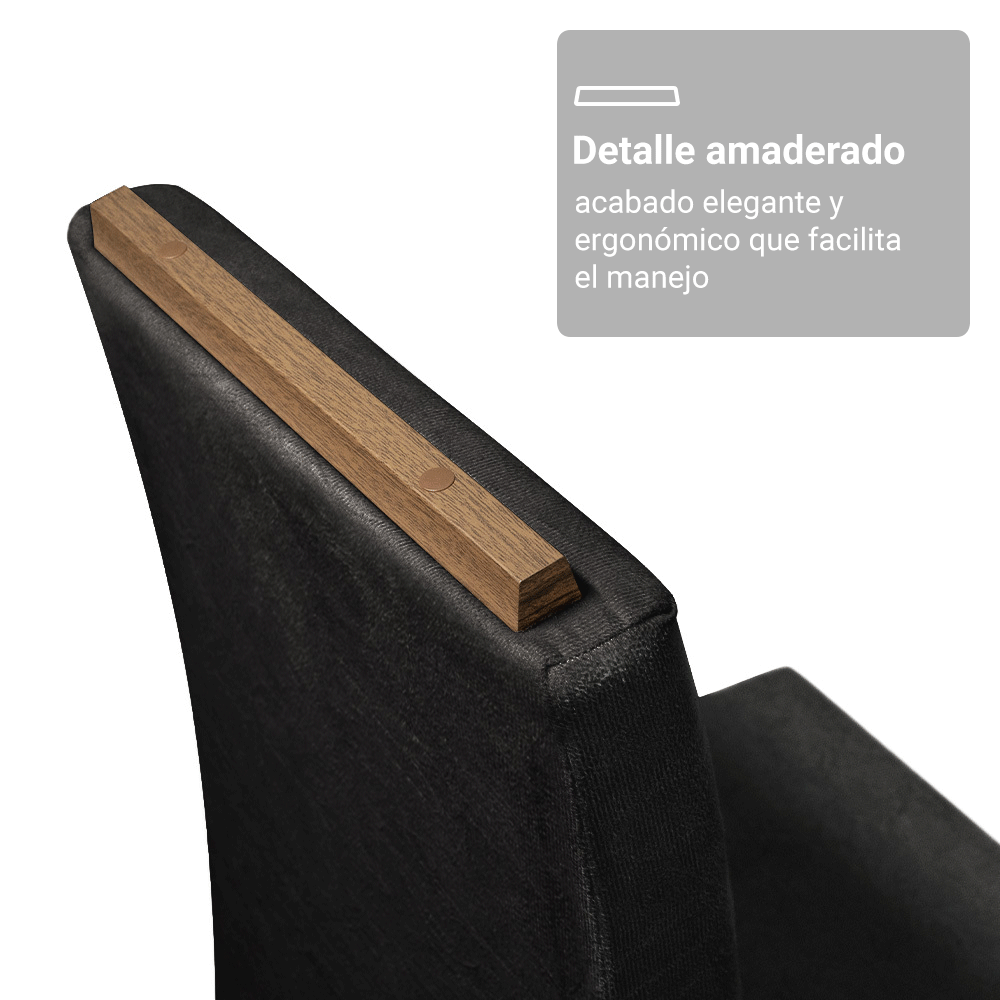 Juego de Comedor Porto con 4 Sillas - Tablero de Madera y Cristal Marrón/Negro/Oxford