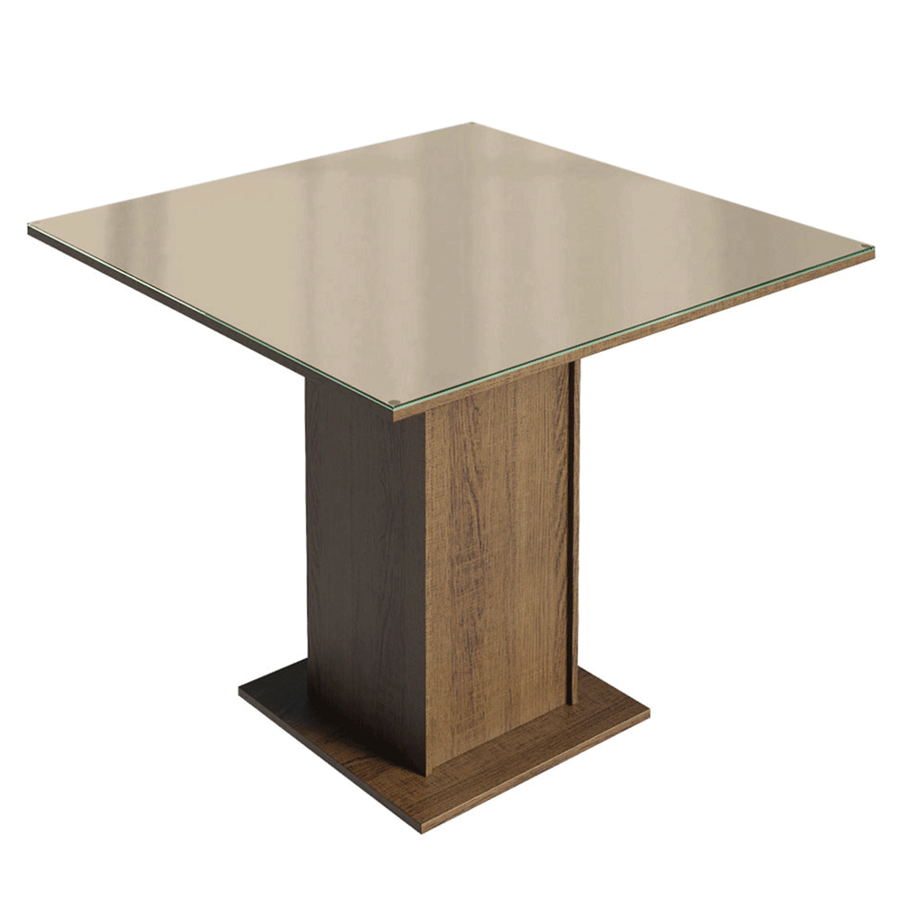 Juego de Comedor Moscou Plus con 4 Sillas - Tablero de Madera y Cubierta de Cristal