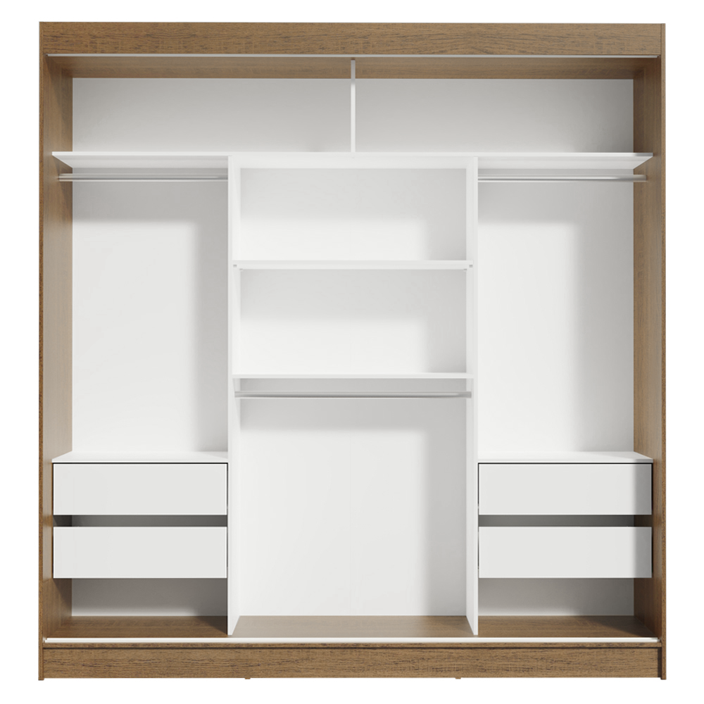 Clóset Reno 3 Puertas Corredizas 1 Espejo Marrón/Blanco 180 cm x 205 cm x 54 cm