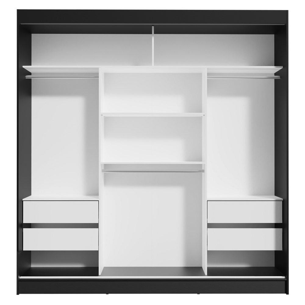 Clóset Reno 3 Puertas Corredizas con Espejos Negro 180 cm x 205 cm x 54 cm