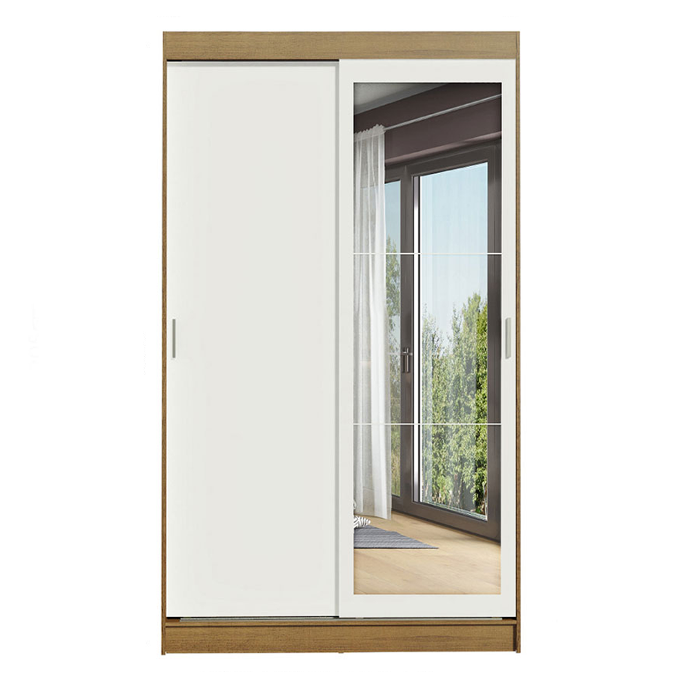 Clóset Tokio 2 Puertas Corredizas 1 Espejo Marrón/Blanco 218 cm x 109 cm x 54 cm