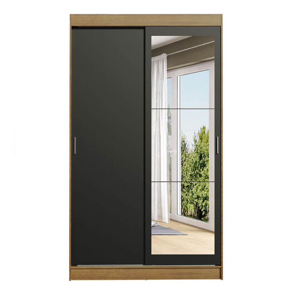 Clóset Tokio 2 Puertas Corredizas 1 Espejo Marrón/Negro 218 cm x 109 cm x 54 cm