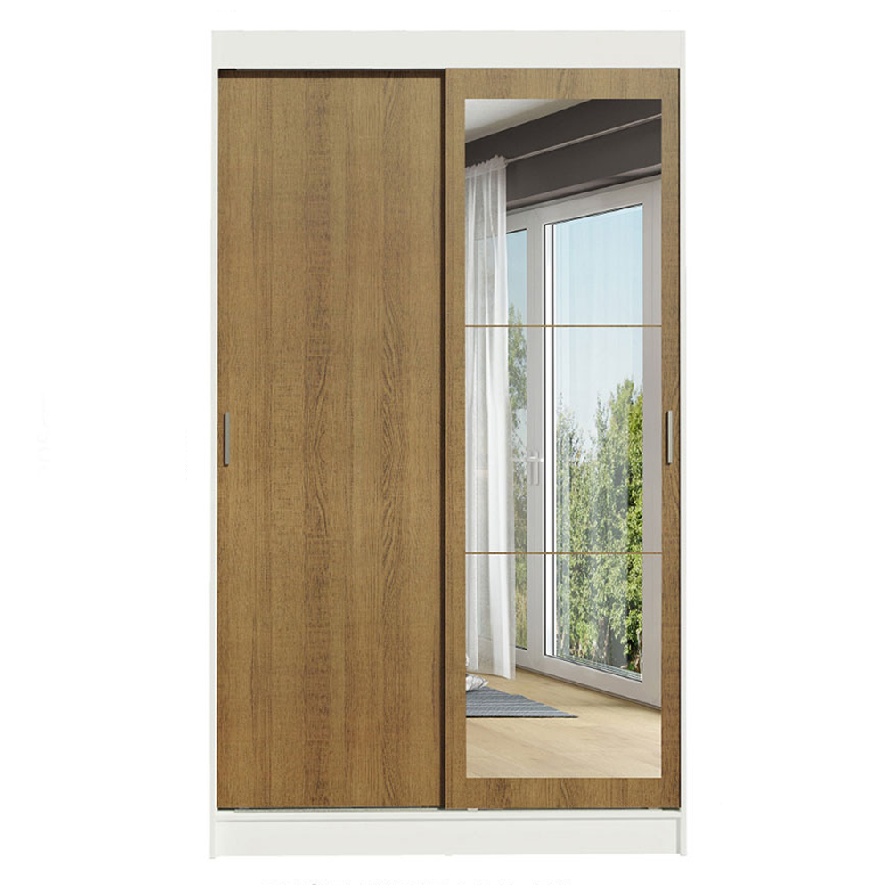 Clóset Tokio 2 Puertas Corredizas 1 Espejo Blanco/Marrón 218 cm x 109 cm x 54 cm