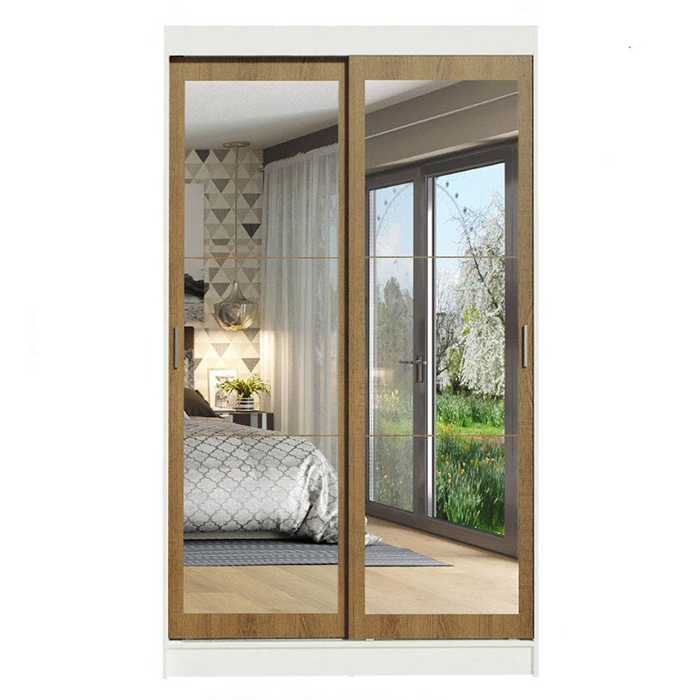 Clóset Tokio 2 Puertas Corredizas con Espejos Blanco/Marrón 218 cm x 109 cm x 54 cm
