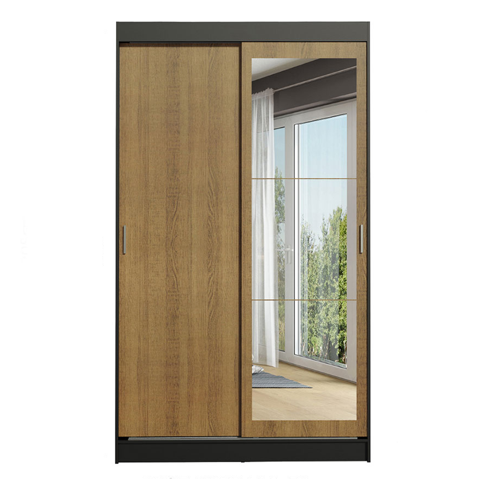 Closet Tokio 2 Puertas Corredizas con Espejos Negro/Marrón 218 cm x 109 cm x 54 cm