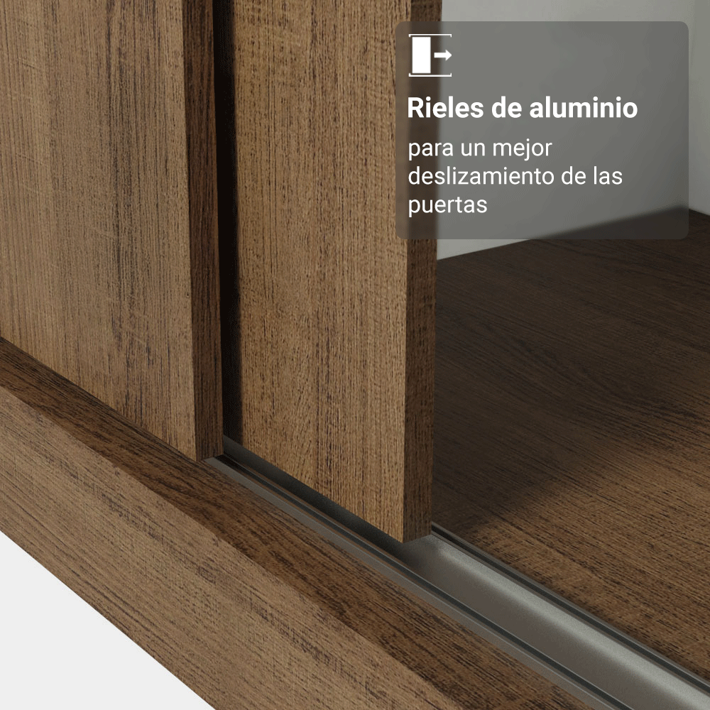 Closet Max 2 Puertas Corredizas 2 Cajones Marrón 183 cm x 119 cm x 54 cm