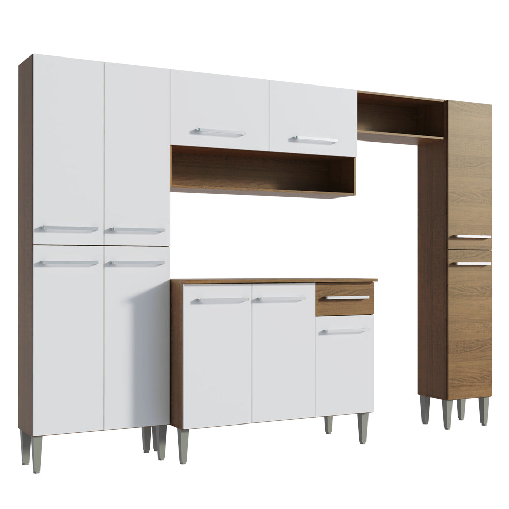 Cocina Integral Emilly Hit 2.60 Metros Marrón/Blanco