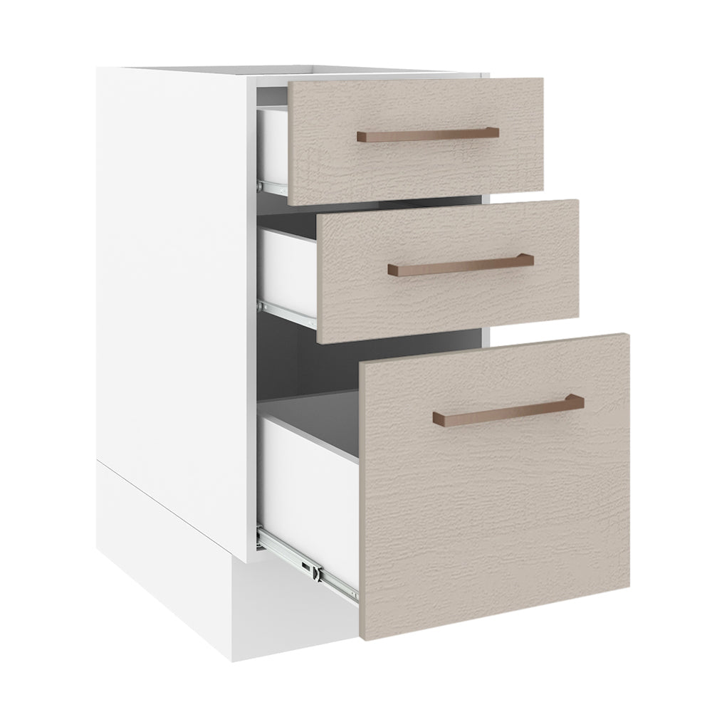 Mueble de Cocina Bajo Agata 3 Cajones 40 cm x 60 cm sin Encimera Blanco/Crema