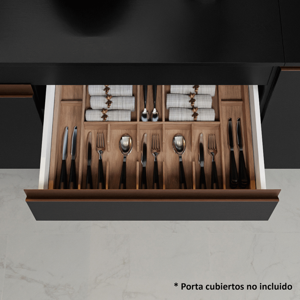 Mueble de Cocina Bajo Reims 1.20 m 2 Puertas 1 Cajón con Encimera Negro