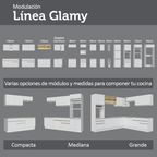 Mueble de Cocina Bajo Glamy 1.20 m 2 Puertas 3 Cajones con Encimera Blanco