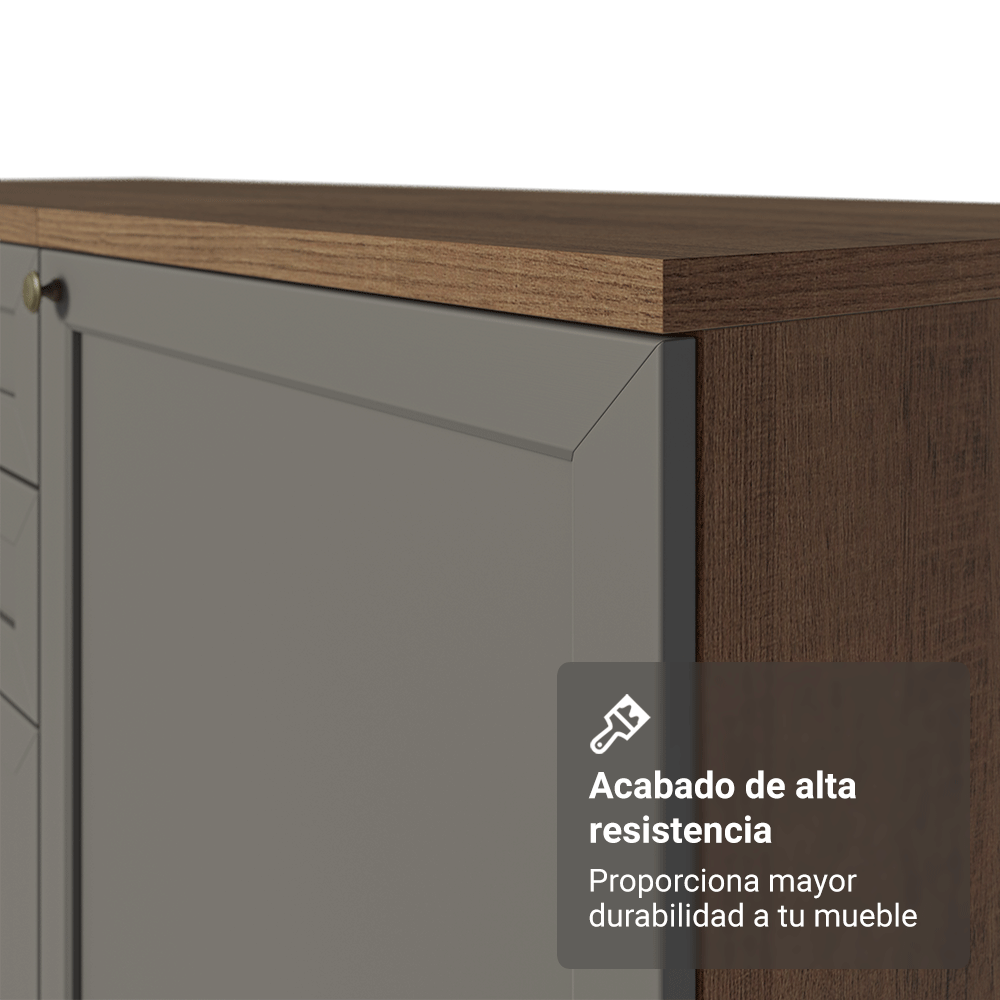 Mueble de Cocina Bajo Vik 1.20 m 2 Puertas 3 Cajones con Encimera Marrón/Gris