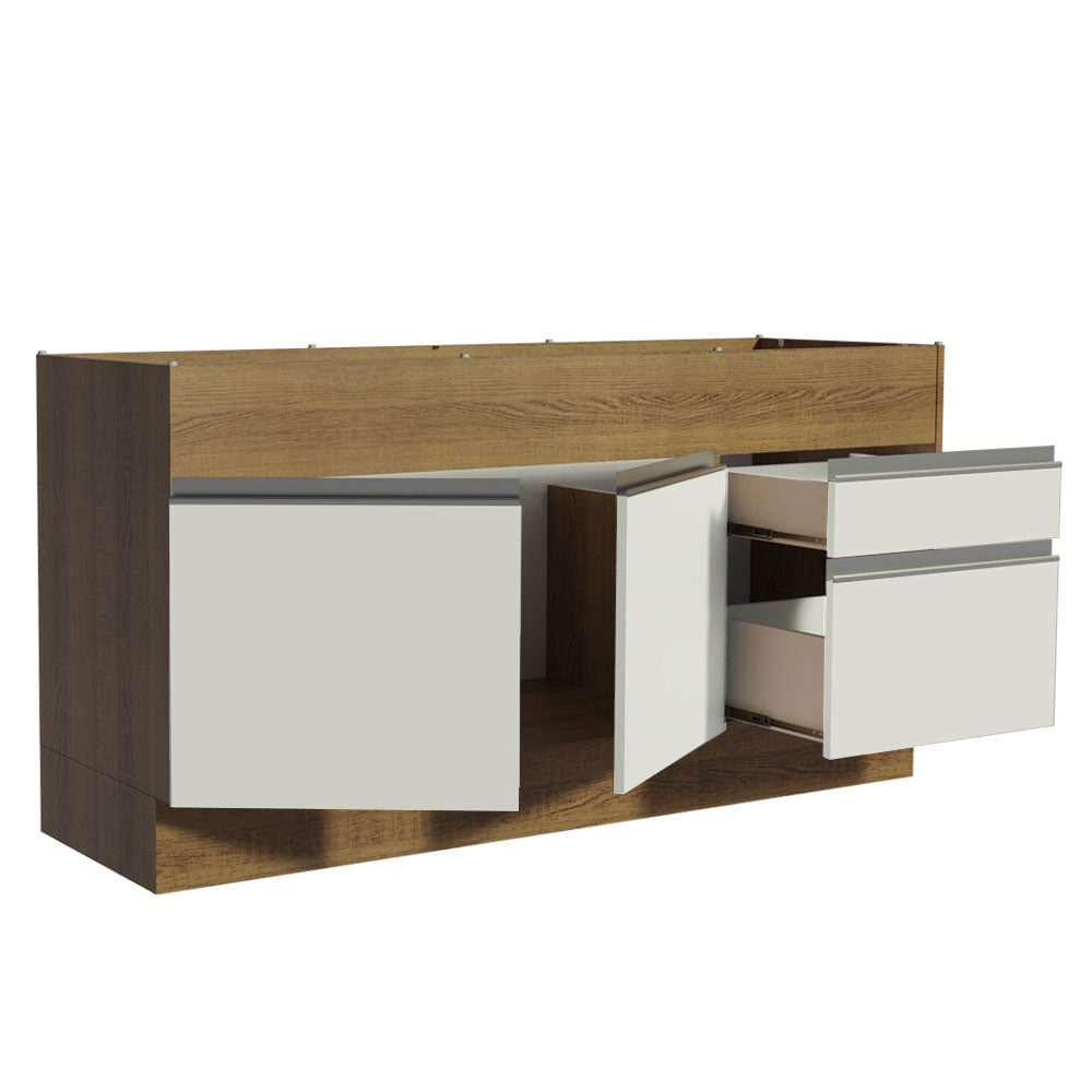 Mueble de Cocina Bajo Glamy 1.50 m 2 Puertas 2 Cajones Marrón/Blanco