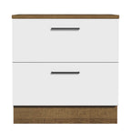 Mueble de Cocina Bajo Agata 80 cm 2 Cajones Marrón/Blanco