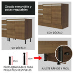 Mueble de Cocina Armario Vertical Glamy 3 Puertas Marrón
