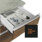 Cocina Integral de Esquina Glamy 3.50 m con Mesón de Acero Blanco/Marrón 02