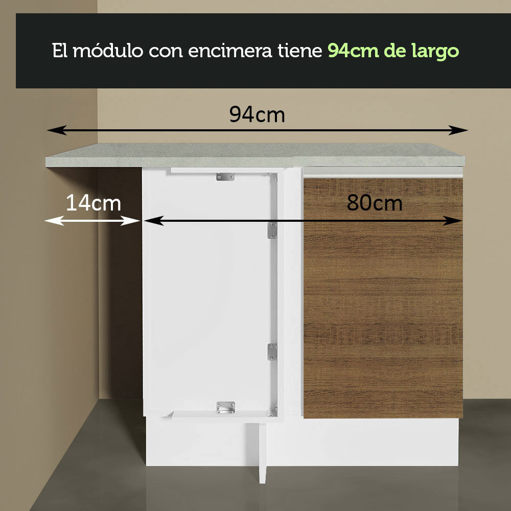 Cocina Integral de Esquina Glamy 3.50 m Blanco/Marrón 06