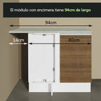 Cocina Integral de Esquina Glamy 3.50 m Blanco/Marrón 06