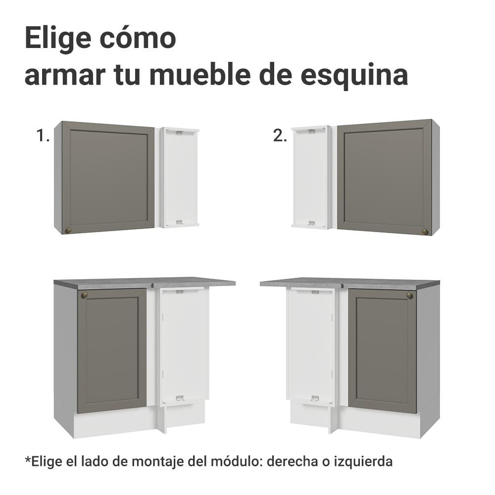 Cocina Integral de Esquina Vik 4.00 m Blanco/Gris 02