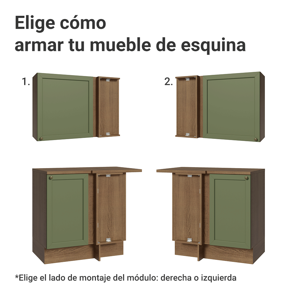 Cocina Integral de Esquina Vik 4.00 m Marrón/Verde 02