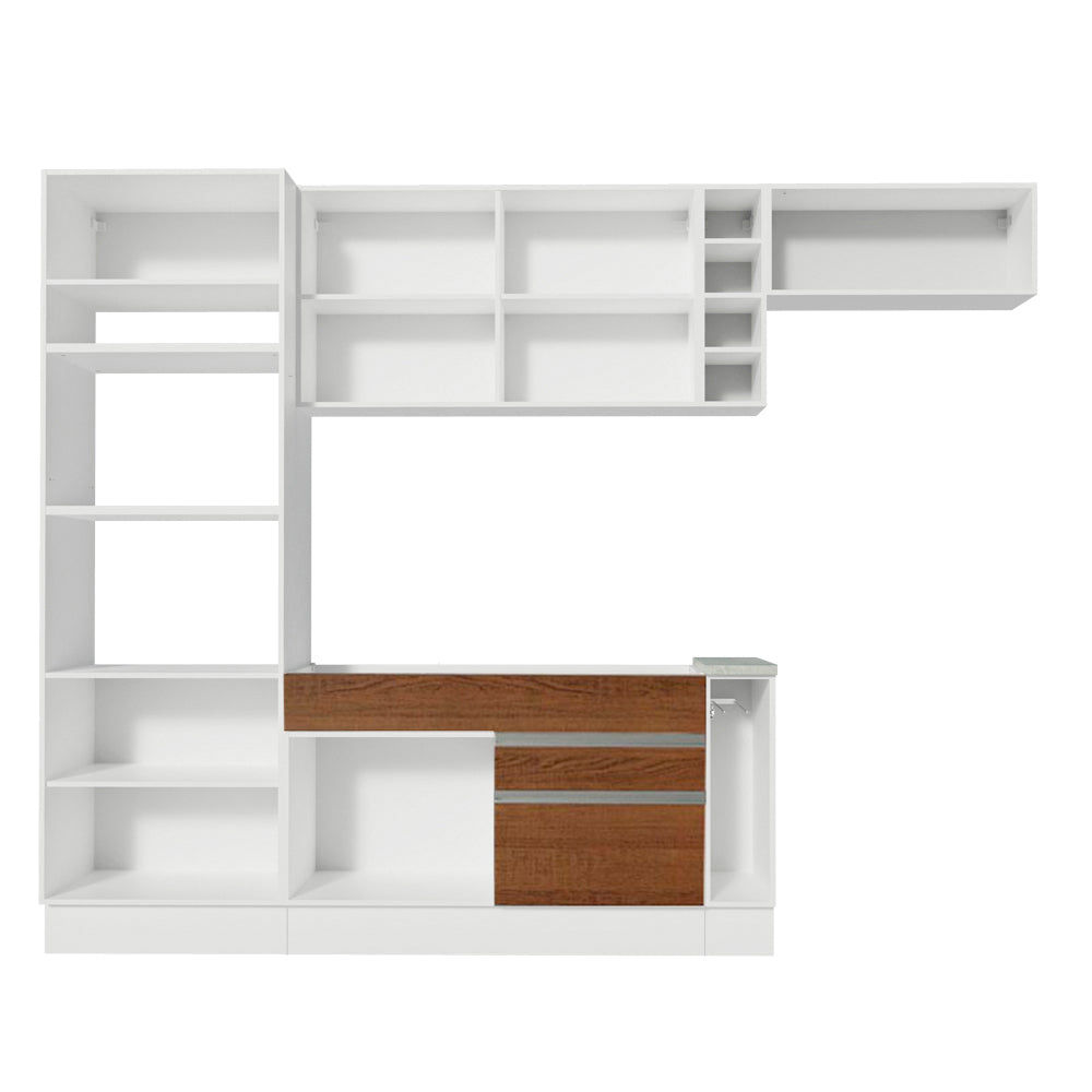 Cocina Integral Safira 2.90 m con Encimera 14 Blanco/Marrón/Blanco