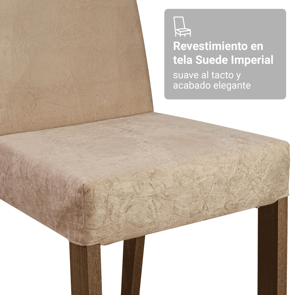 Juego de Comedor Evelin con 4 Sillas - Tablero de Madera y Cristal