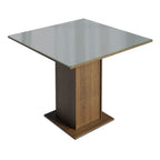 Juego de Comedor Anaju con 4 Sillas - Tablero de Madera y Cubierta de Cristal Marrón/Gris/Plateado