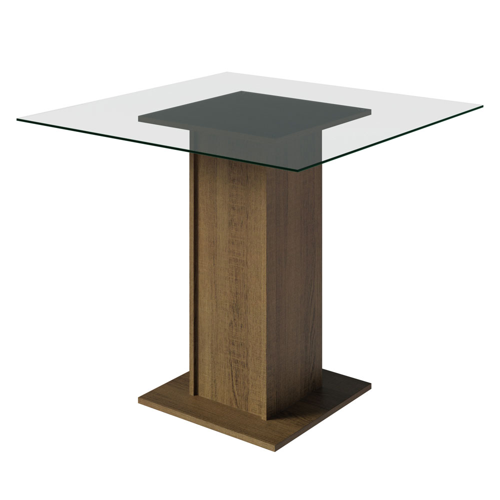 Juego de Comedor Noemi con 4 Sillas Encimera Cuadrada de Cristal Marrón/Imperial