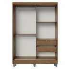 Clóset Luke con Patas 2 Puertas Corredizas 2 Cajones Marrón 192 cm x 120 cm x 53 cm
