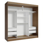Clóset Reno 3 Puertas Corredizas 4 Cajones Marrón 180 cm x 205 cm x 54 cm
