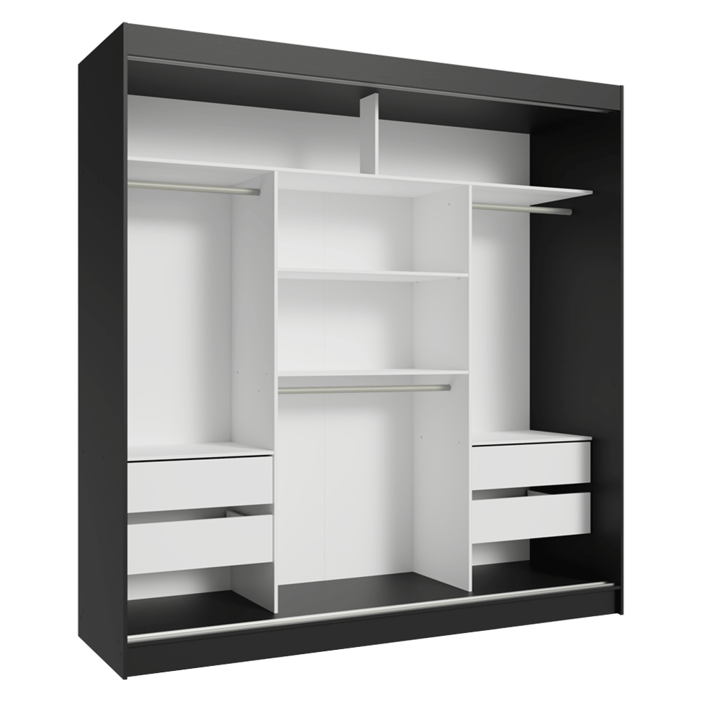 Clóset Reno 3 Puertas Corredizas con Espejos Negro/Blanco 180 cm x 205 cm x 54 cm