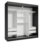Clóset Reno 3 Puertas Corredizas 4 Cajones Negro/Marrón 180 cm x 205 cm x 54 cm