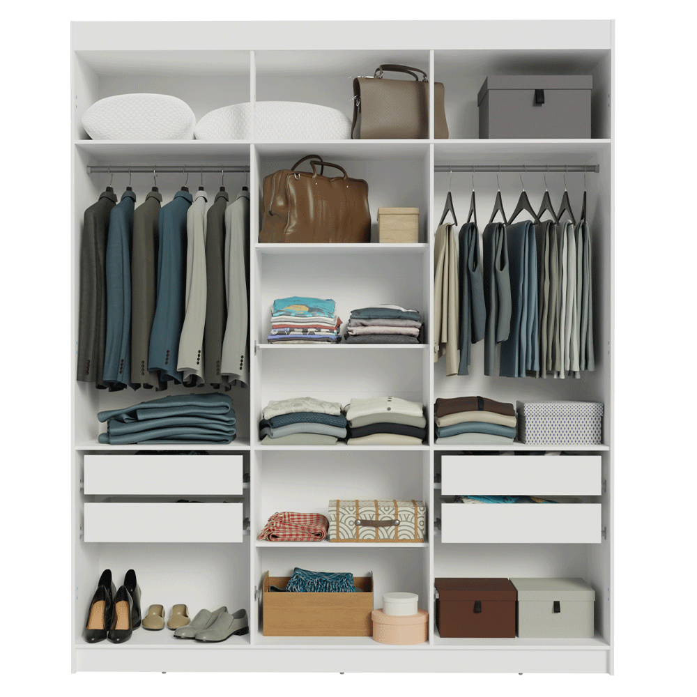 Closet Venus 6 Puertas 4 Cajones 2 Barrales Blanco