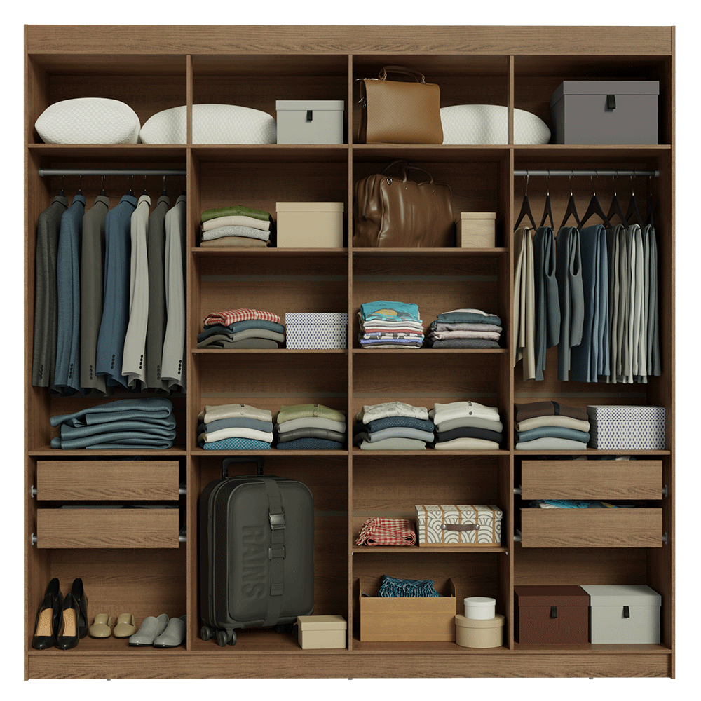 Closet Venus 8 Puertas 4 Cajones 2 Barrales MarrónBlanco