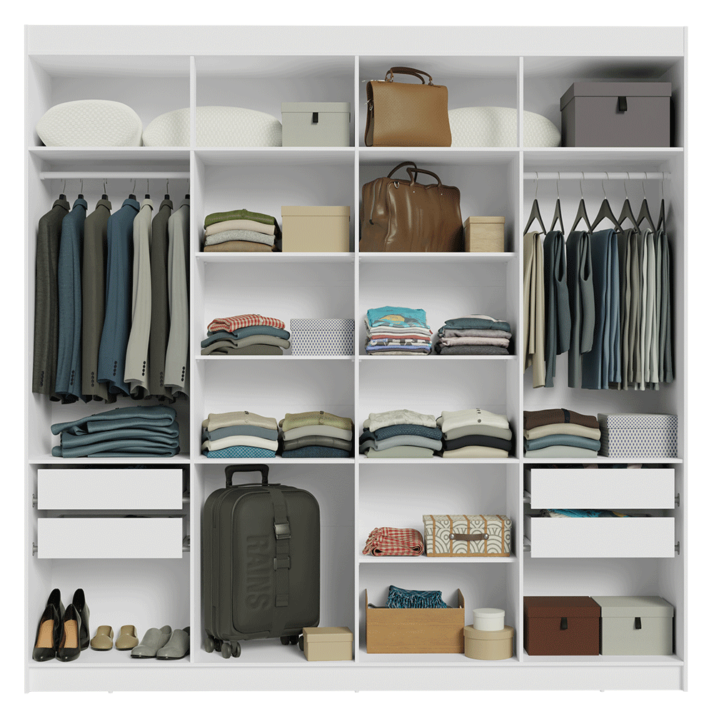 Closet Venus 8 Puertas 4 Cajones 2 Barrales Blanco