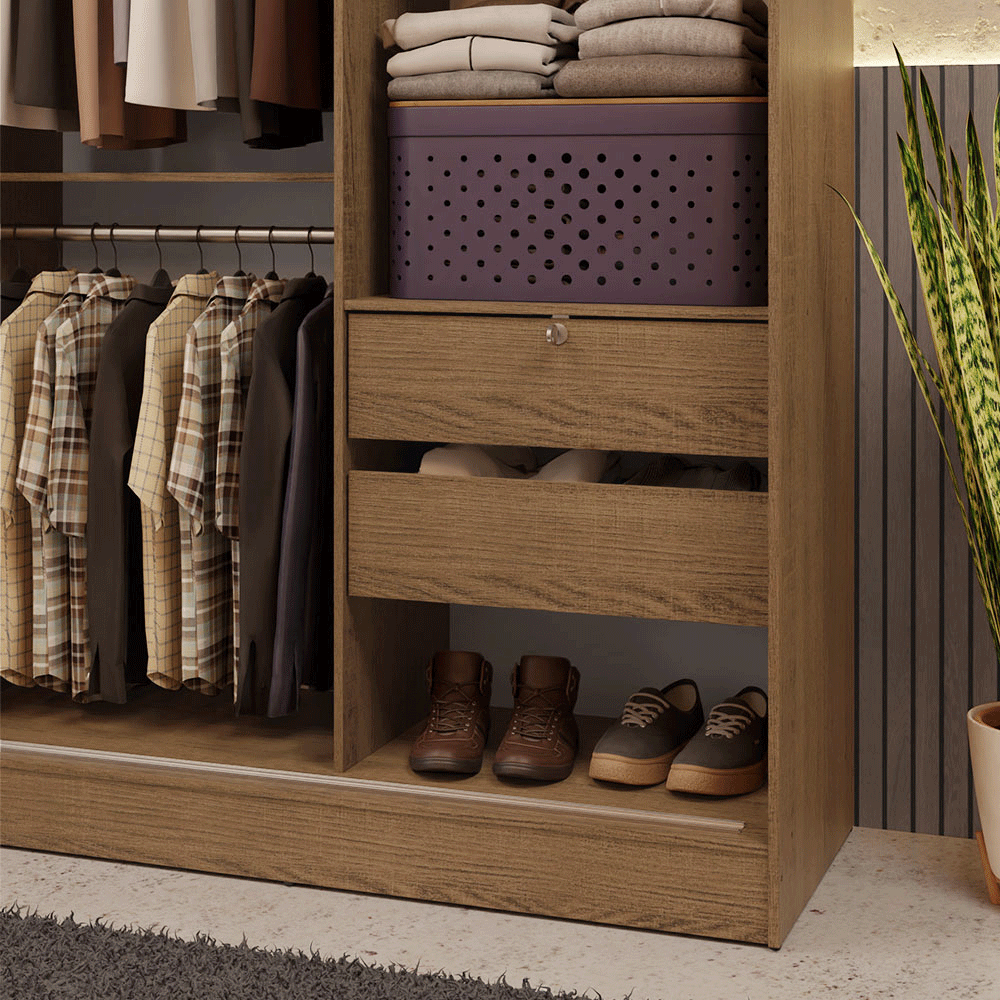 Closet Max 2 Puertas Corredizas 2 Cajones Marrón 183 cm x 119 cm x 54 cm