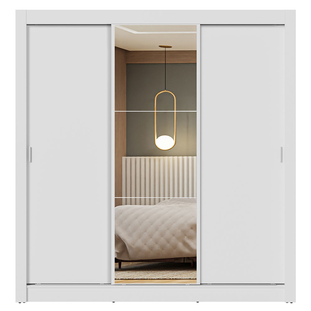 Clóset Nobre 3 Puertas Corredizas 1 Espejo Blanco 205 cm x 170 cm x 51 cm