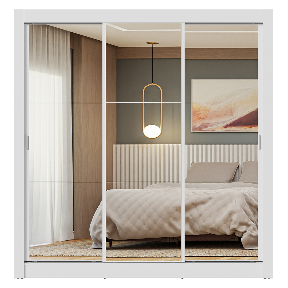 Clóset Nobre 3 Puertas Corredizas con Espejos Blanco 205 cm x 170 cm x 51 cm
