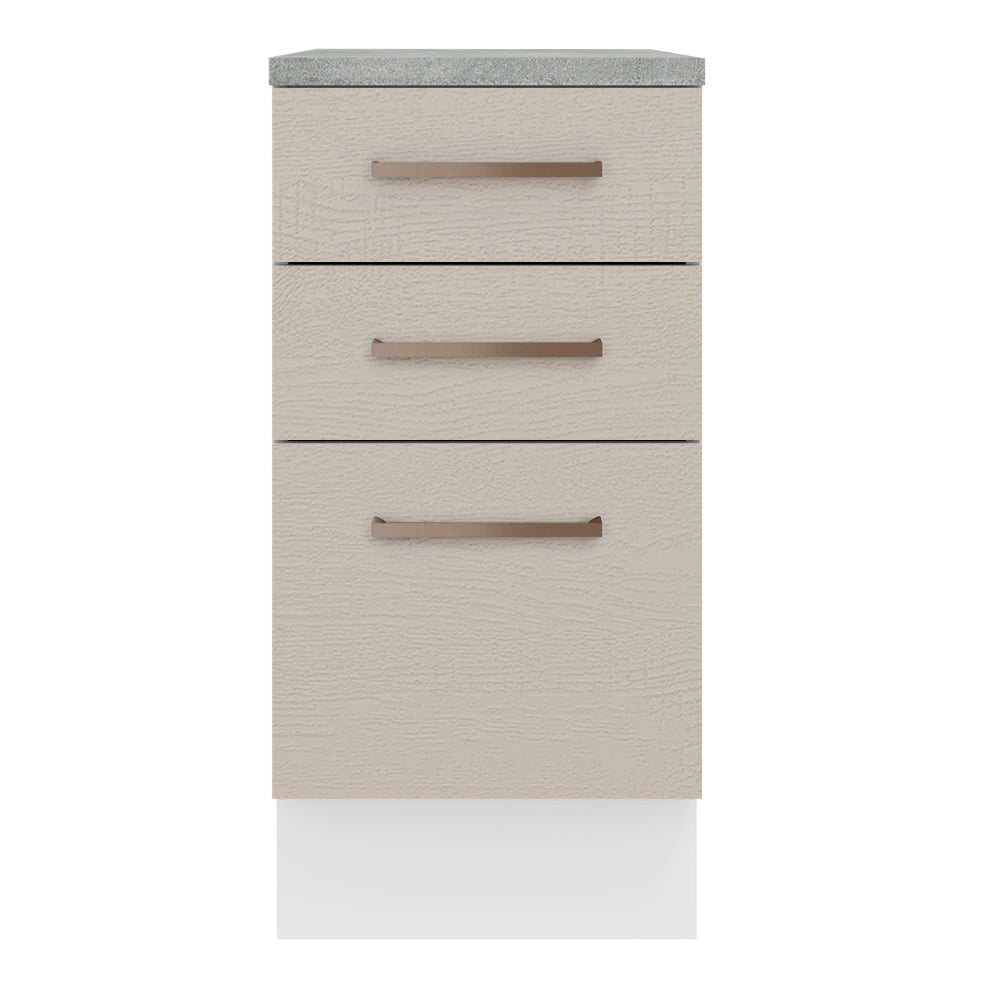 Mueble de Cocina Bajo Agata 3 Cajones 40 cm x 60 cm con Encimera Blanco/Crema