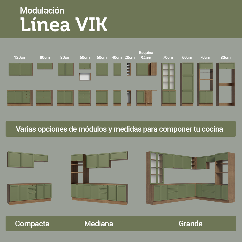 Mueble de Cocina Superior Vik 80 cm 2 Puertas Marrón/Verde
