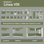 Mueble de Cocina Armario Vertical Vik 60 cm con 3 Puertas BlancoVerde