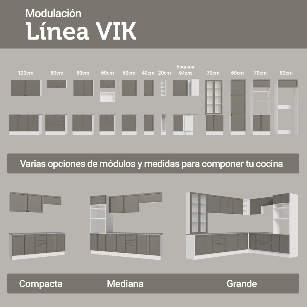 Mueble de Cocina para Hornos Vik 70 cm Blanco/Gris