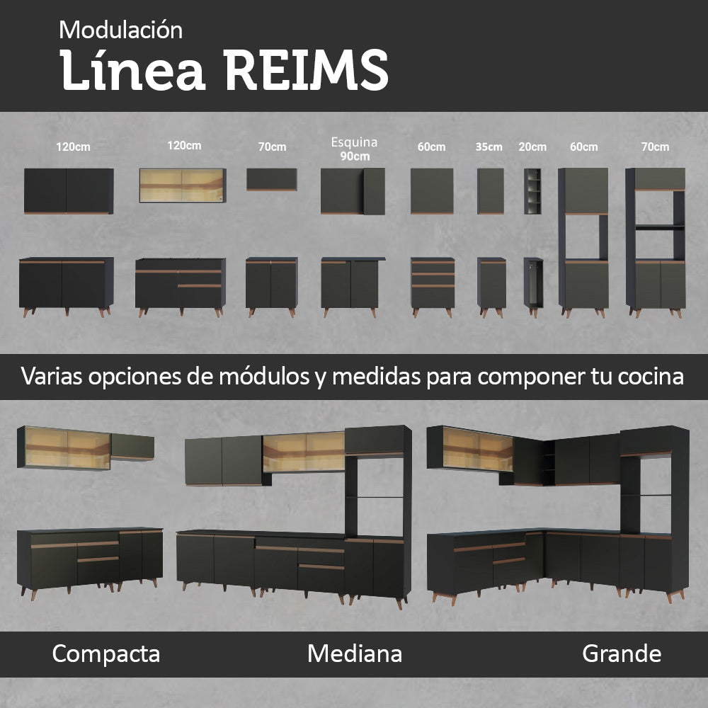 Cocina Integral de Esquina Reims 4.60 m con Encimera Negro 03