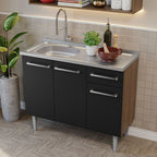 Cocina Integral Compacta Emilly 1.05 m con Mesón de Acero Marrón/Negro 04