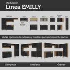 Cocina Integral Emilly 2.90 m con Mesón de Acero Marrón/Negro 08