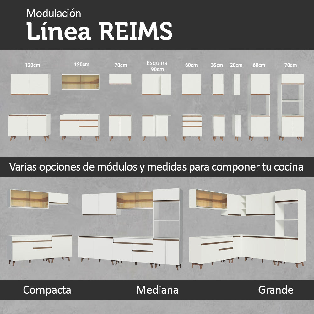 Cocina Integral Reims 2.60 m con Encimera Blanco 09