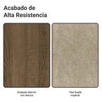 Juego de Comedor Braga con 4 Sillas - Tablero de Madera y Cristal Marrón/Imperial
